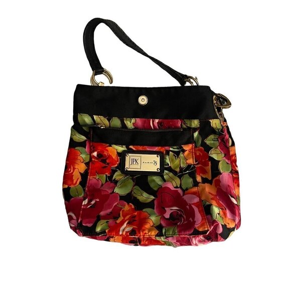 JPK Paris 75 Black Nylon with Leather Strap Gold Hardware Multi-Pocket Boho Bag - Picture 6 of 15